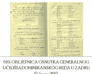 Poziv na prigodni program posvećen 619. obljetnici osnutka Generalnog učilišta dominikanskog reda u Zadru 
